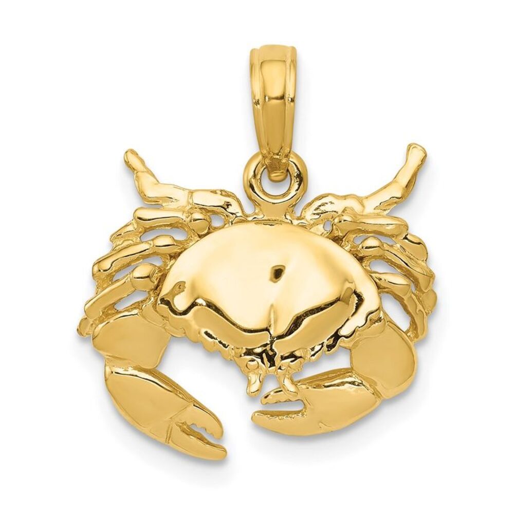 14k Yellow Gold Stone Crab Pendant, 16mm